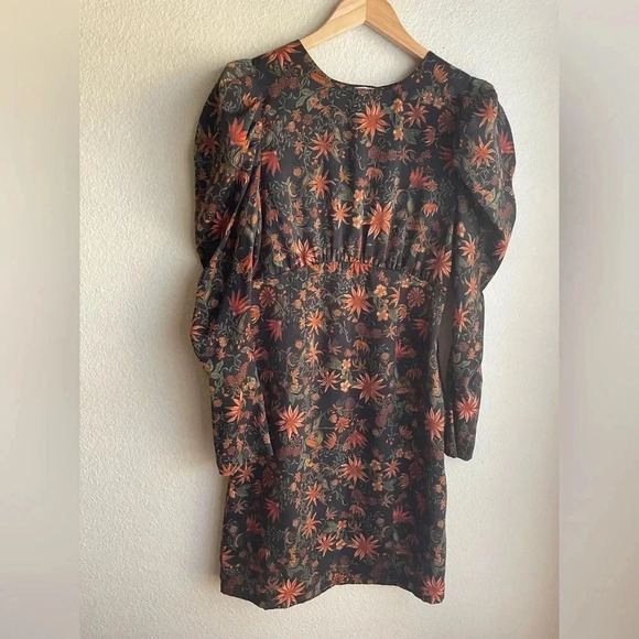 Chelsea 28 Puff Sleeve Satin Floral Dress NWT Size Small - Picture 2 of 9